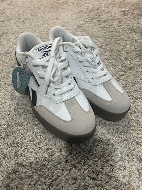 Reebok White Sneakers with Gray & Black Accents